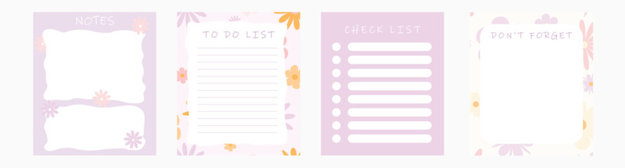 To do list template set. Perfect for daily planning, digital journals, printable planners, or personal use.Check list,notes templates set.Vector illustration.