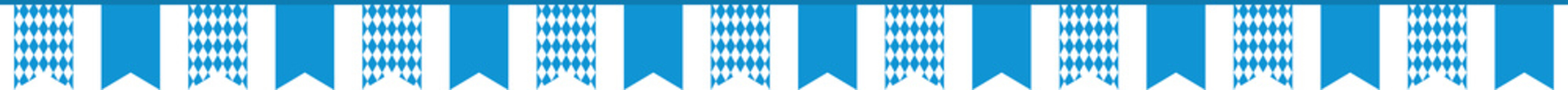 Seamless Bavarian Flag Party Bunting with Blue and White Diamond Pattern for Oktoberfest