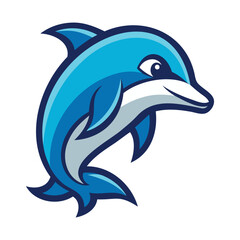 Fototapeta premium Blue Dolphin Jumping Mascot Vector Illustration