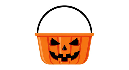 Illustration of halloween pumpkin bucket isolated on white background