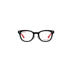 Fototapeta premium Minimalist black and white eyeglasses with red accents, modern design