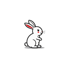 Obraz premium Minimalist bunny illustration in black and white with red accents