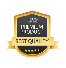 Premium Product: A stylized gold and black badge proclaiming the status of Premium Product, emphasizing originality and superior quality.
