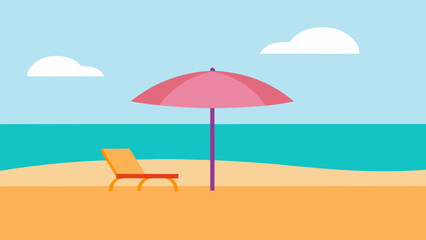 Beach Scene with Umbrella and Chairs