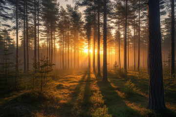 Obraz premium sunrise in the forest