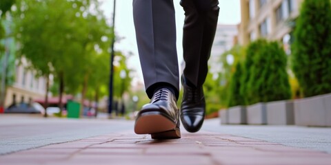 Businessman Walking on Sidewalk