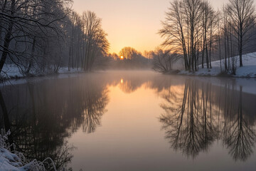 sunrise over the lake