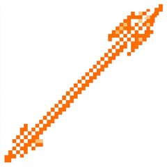 Fototapeta premium Pixel Art Orange Arrow Diagonal Pointing Direction