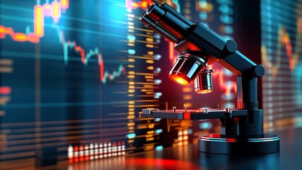 A black microscope focused on financial data - Powered by Adobe