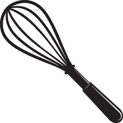 Black kitchen whisk silhouette isolated on white kitchen tool utensil