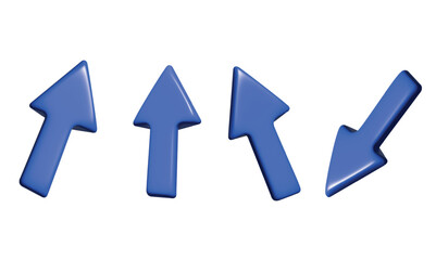 3D Blue Cursor Arrow Icon Set. Navigation and Mouse Pointer Symbols