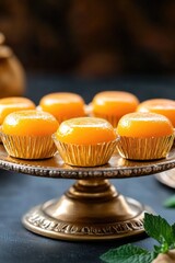 Golden Yellow Pastries with Mints