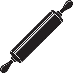 Fototapeta premium Black rolling pin kitchen utensil icon baking tool cooking equipment