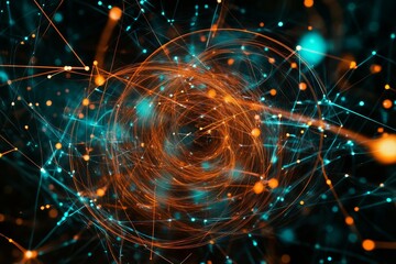 Fototapeta premium Abstract design with swirling lines and glowing points.