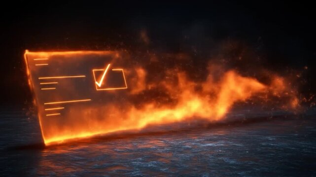 Burning Checklist: Digital Task Completion Concept