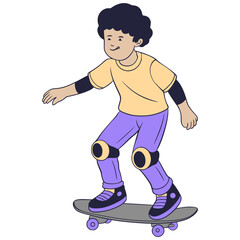 Skateboarding Kid Illustration Cute Cartoon