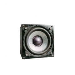 Fototapeta premium A close-up view of a vintage audio speaker, showcasing its intricate design and craftsmanship. Ideal for music enthusiasts and sound system projects.