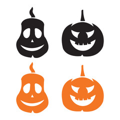 Halloween pumpkin icon set. Simple pumpkin vector line on white background