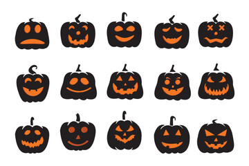 Halloween face icon set