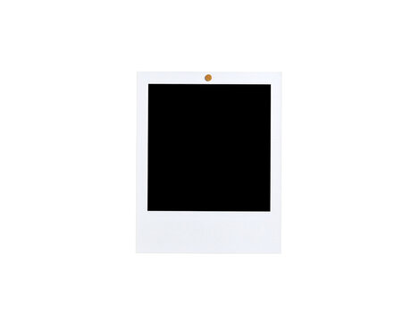 Fototapeta Vertical blank polaroid frame with a textured white border and a small golden tack.