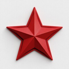 Obraz premium Red Textured Five Pointed Star on White