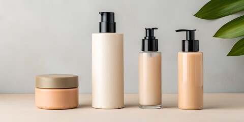 Assortment of skincare product bottles