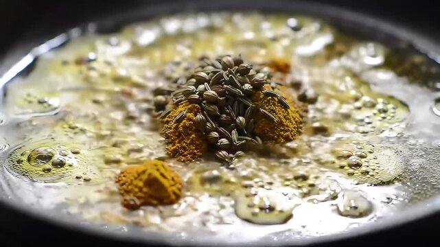 Spices Sizzling in Hot Oil