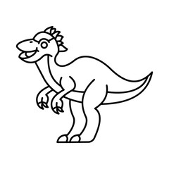 Cute Dinosaur Pachycephalosaurus Outline Cartoony Illustration