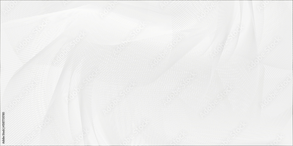 Poster showcases an abstract design with intricate, wave-like patterns in shades of white and light gray, f