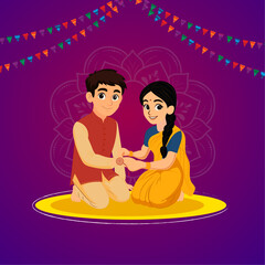 Happy Raksha Bandhan celebration banner, poster or creative card design, vector illustration.