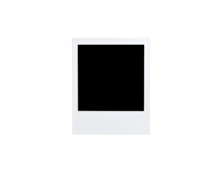 Blank white instant photo frame with a classic textured border and empty square space for an image.