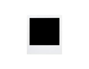 Blank white instant photo frame with a classic wide bottom border and textured paper finish.