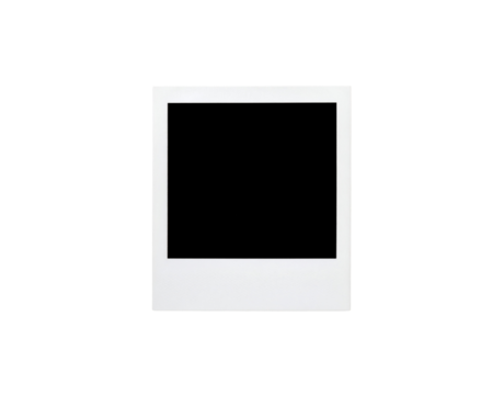 Blank white instant photo frame with a classic wide bottom border and textured paper finish.