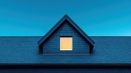 Attic window glows at night