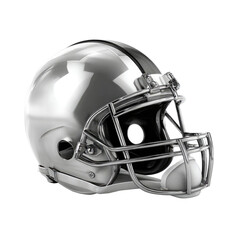 Fototapeta premium Shiny Silver Football Helmet Isolated On White Background