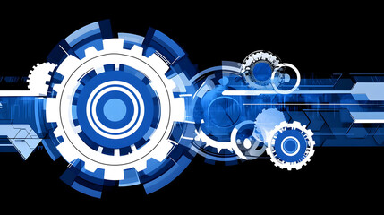 Blue geometric shape abstract technology background with hexagons and circles
