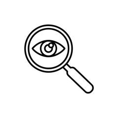 Magnifying glass with eye icon symbol of investigation and observation