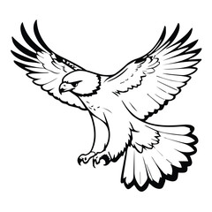 Fototapeta premium Monochromatic illustration of a raptor in flight