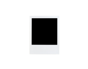 Empty white instant camera photo frame with a classic wide bottom border and subtle texture.