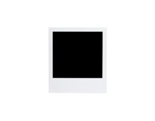 Empty white instant photo frame with a classic square format and thick bottom border ready for your image.