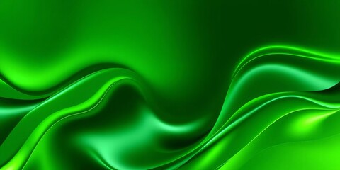 Obraz premium Abstract green glossy lines, flowing organic shapes, serene modern wallpaper, elegant, shapes