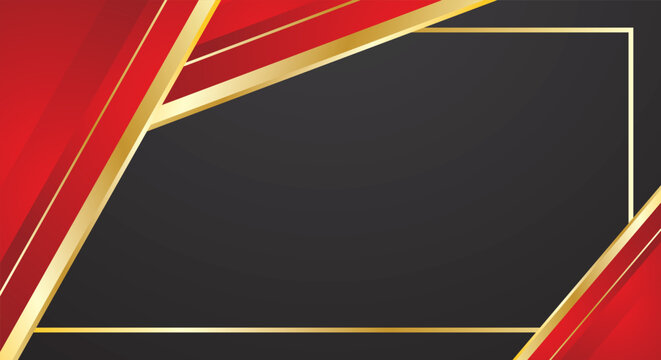 Black and red background with luxurious geometric gold lines. Premium luxury concept vector design can be used as a certificate, gift card, invitation, or business card element.