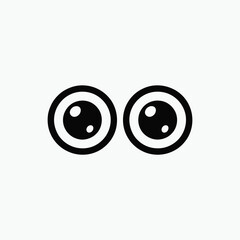 Cartoon Eyes Vector Illustration Black and White Simple Design Cute and Funny