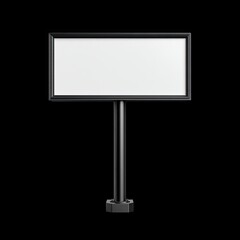 Fototapeta premium Blank advertising sign on pole in front of a black background, ideal for marketing concepts and promotional displays