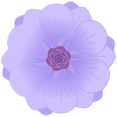 Pink Rose Flower, Abstract Purple Blossom with Geometric Center illustration, Elegant Floral Vector Design