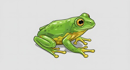 Obraz premium Cartoon Green Frog Illustration on White Background