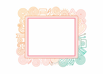 Naklejka premium Doodle frame creates a whimsical and artsy design element. Doodle frame includes hand drawn elements, swirls, and shapes in pastel colors, making it suitable for children's book illustration,