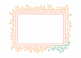 Decorative frame with abstract border in coral and orange, perfect for invitations. Simple frame outlines a blank space for text and design. Use decorative frame for cards, invitations,