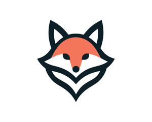 Obraz premium Geometric fox head logo design in modern minimalist style