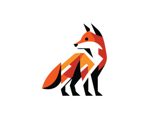Geometric fox vector illustration in modern logo style
